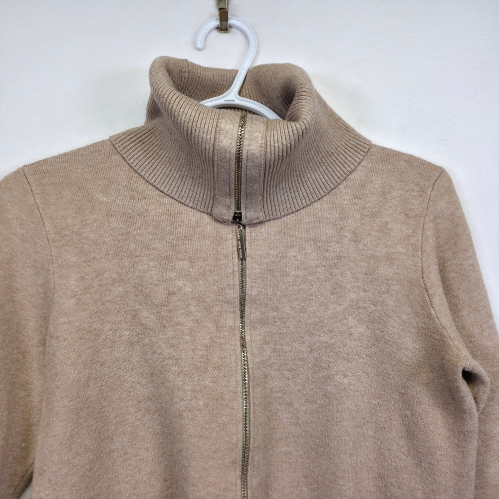 Andrew Marc Cardigan Womens XS Beige Turtleneck Ribbed Knit Minimalist‎ Layering - Picture 10 of 13